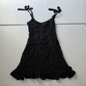 Reformation Dress Christine Womens 4 Black Tie Strap Ruffle LBD Mini Date Night